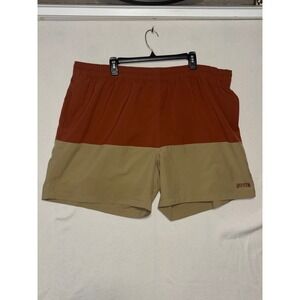 Duluth Trading Co Mens 3XL Color Block Shorts Rust Orange Tan Swim Trunks